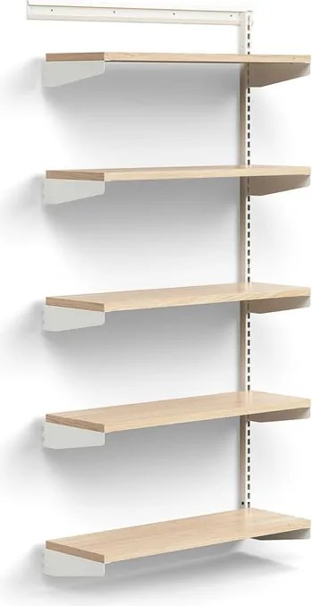 Nástenný regál RELY, prídavná sekcia, laminátové police, 1800x900x300 mm, biela/dub