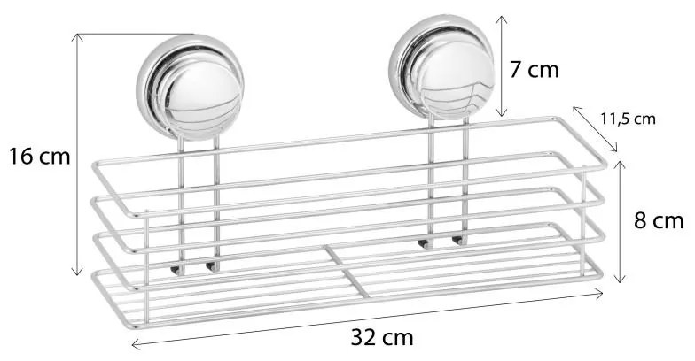 Erga Gavi, kúpeľňový košík 32x11,5x8 cm na prísavky, chrómová, ERG-YKA-CH.GAVI-KPL