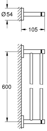 GROHE 41203DC0 - Dvojramenný držiak na uteráky START 654 mm z nehrdzavejúcej ocele