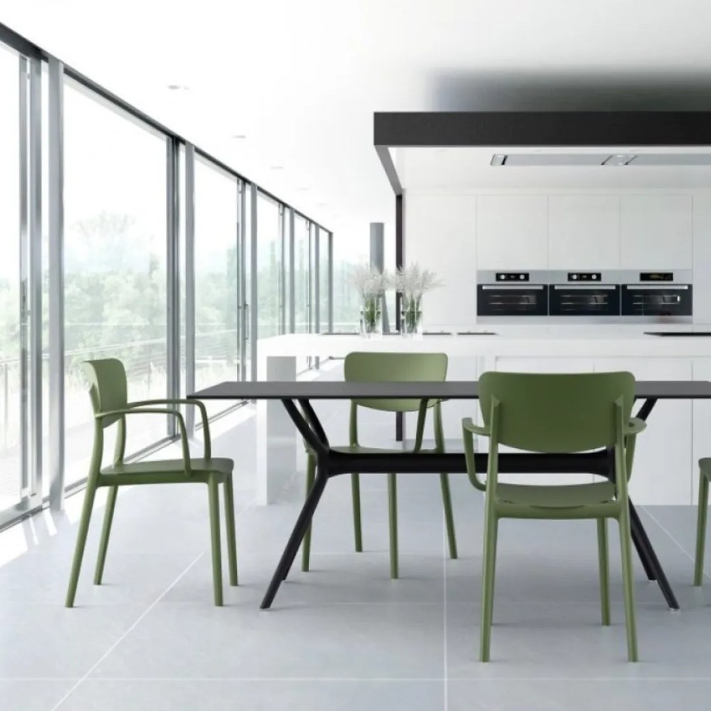 LISA záhradná stolička s podrúčkami olive green