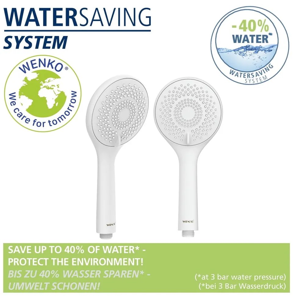 Biela sprchová súprava z nehrdzavejúcej ocele 70 cm Watersaving – Wenko