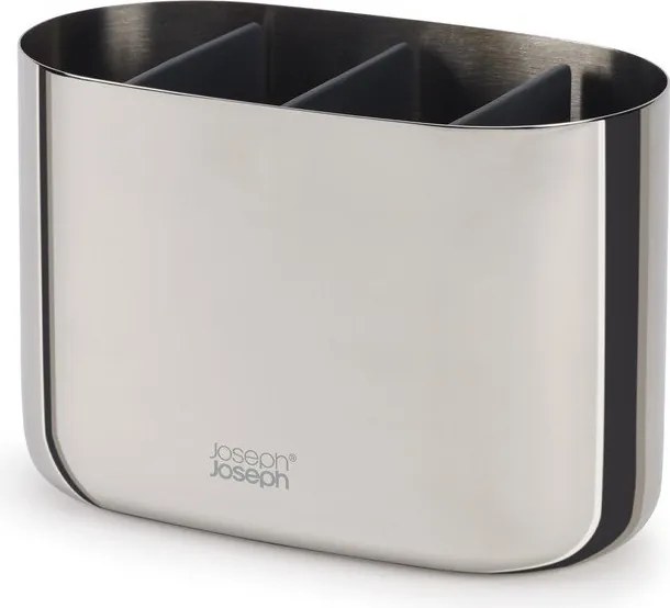 Stojan na zubné kefky z nehrdzavejúcej ocele v lesklej striebornej farbe EasyStore Luxe – Joseph Joseph