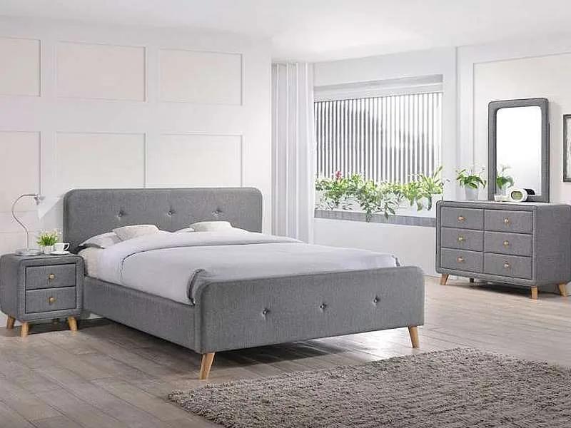 Sivá dvojlôžková posteľ MALMO 140 x 200 cm Matrac: Bez matraca