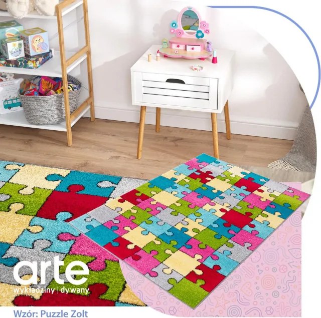 Koberec Agnella Funky Top Super Puzzle žltý