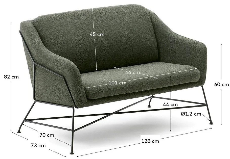 Zelená pohovka 128 cm Brida – Kave Home