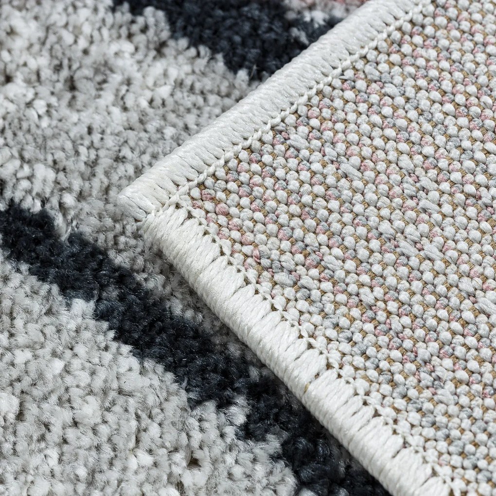 Dywany Łuszczów, Kusový koberec Fusion 5868 white/dark pink, 140x190, ružová, kancelária