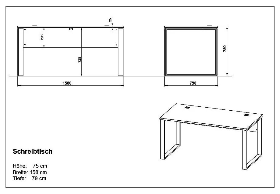Pracovný stôl Germania Lioni, dĺžka 158 cm