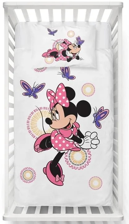 Obliečky do postieľky Minnie a Motýliky 100x135/40x60 cm