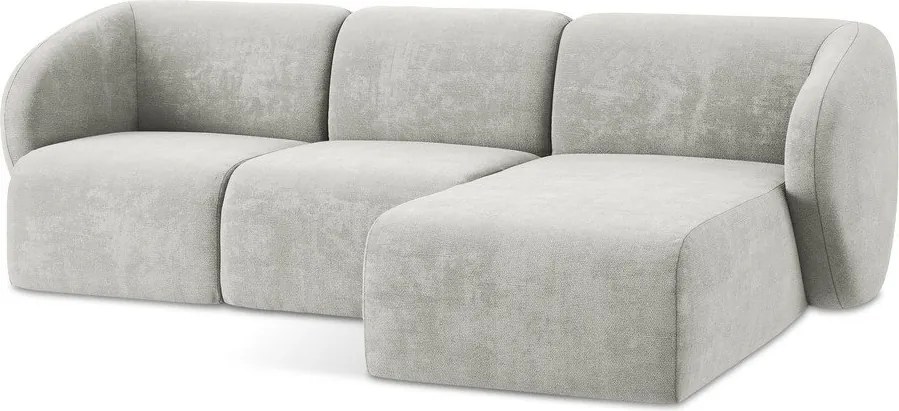 Svetlosivá ženilková rohová pohovka (pravý roh/s leňoškou) Lani – Makamii