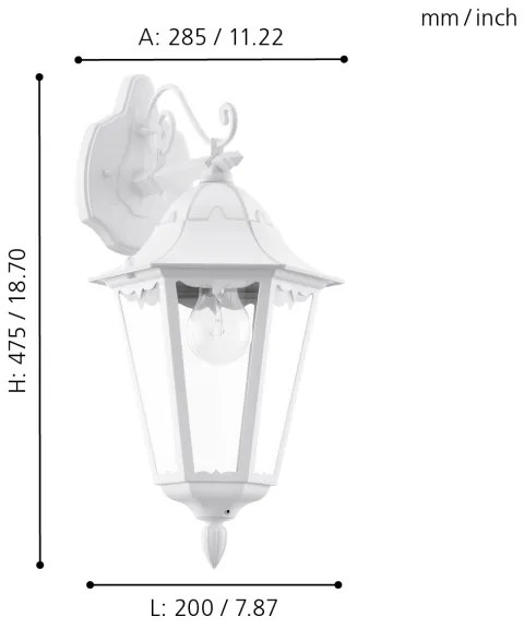 Eglo 93445 - Vonkajšie nástenné svietidlo navedie 1xE27/60W/230V