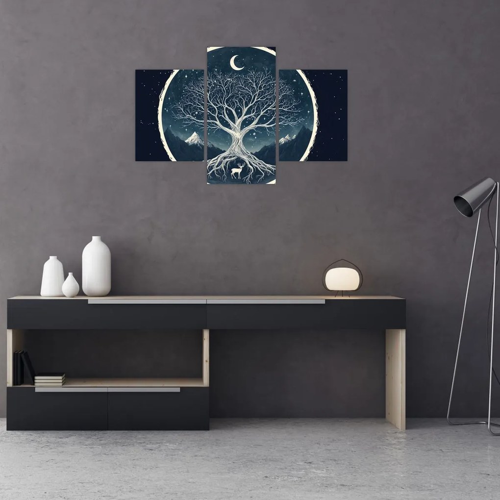 Obraz – Magický strom s jeleňom II. (90x60 cm)