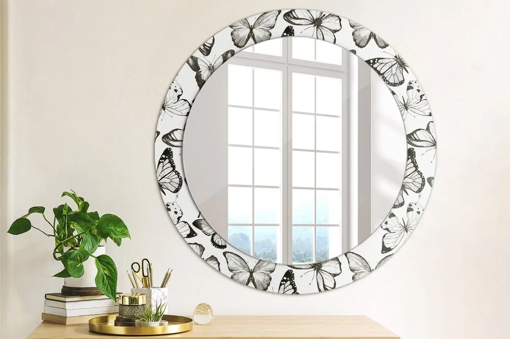 Okrúhle ozdobné zrkadlo Motýľ fi 70 cm