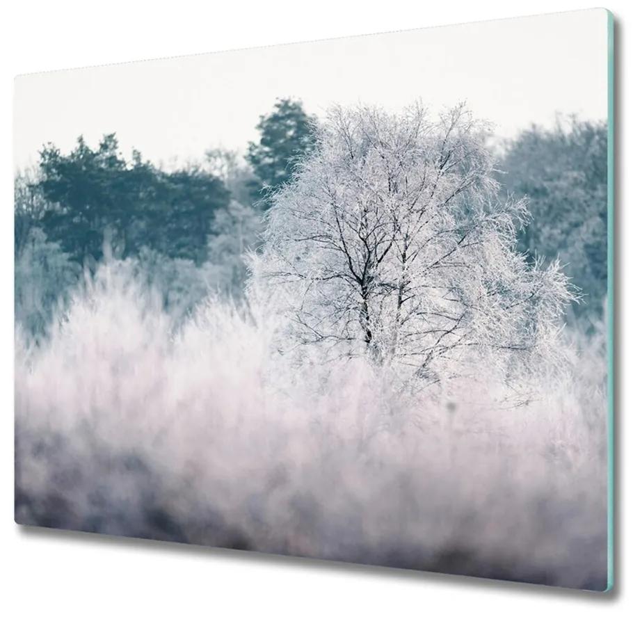 Sklenená doska na krájanie Zimné stromy 60x52 cm