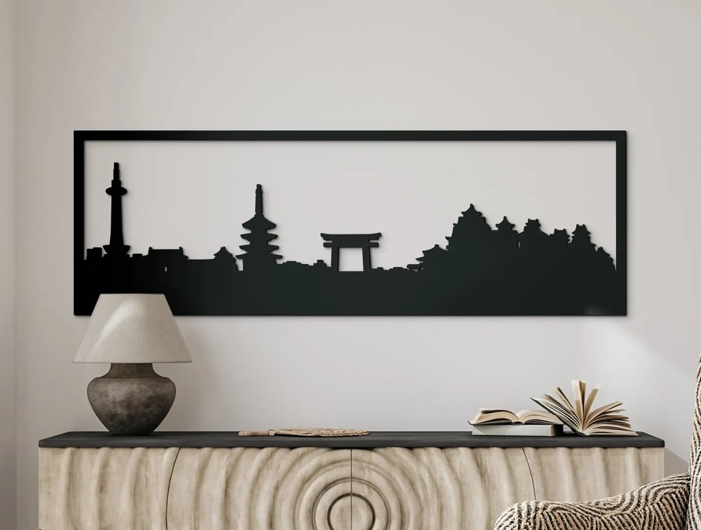 drevko Obraz Kjóto panoráma Rozmer obrazu: 29,5 x 89 cm, Farba dekorácie: Čierna