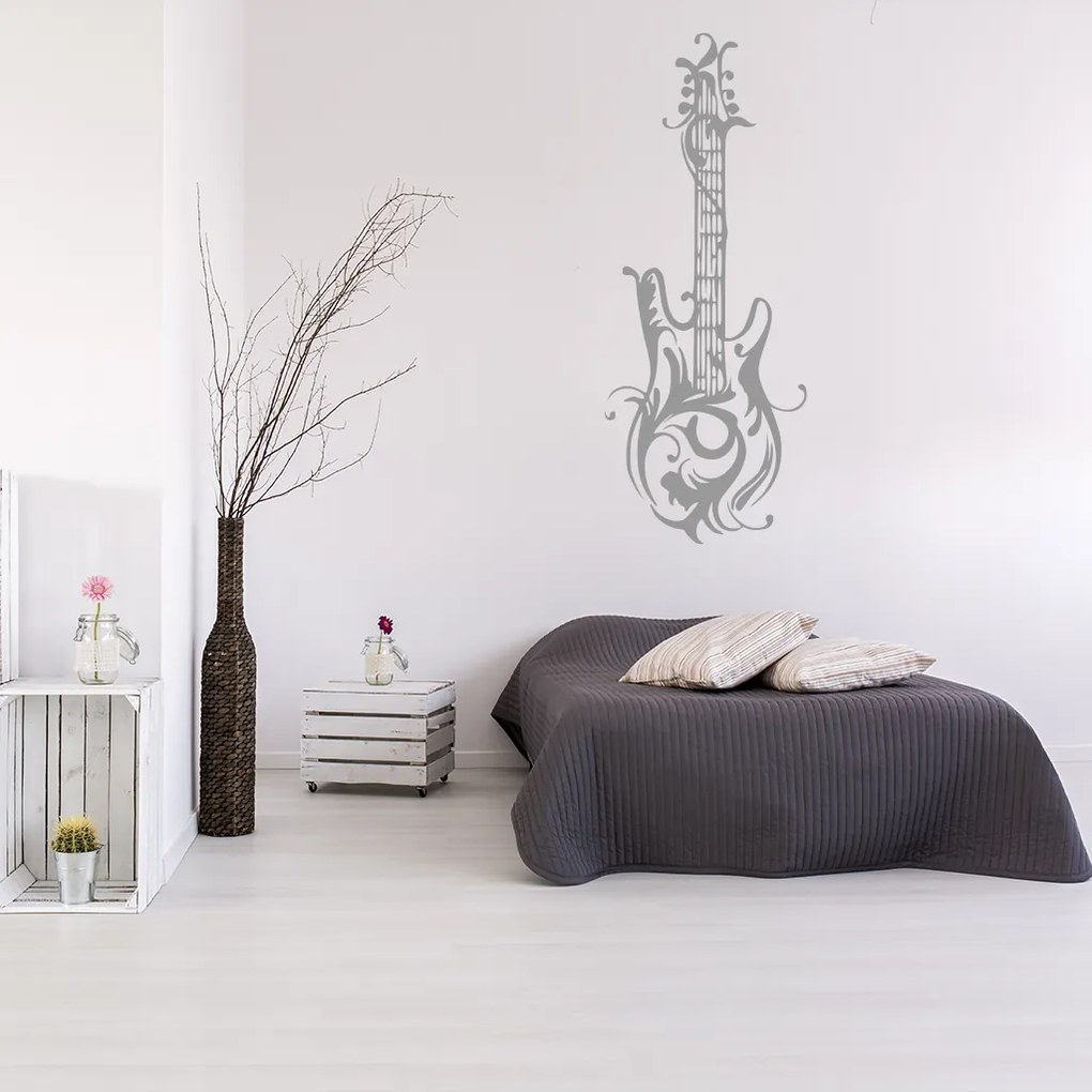 Veselá Stena Samolepka Dizajnová gitara Farba: čierna, Veľkosť: 80 x 32 cm