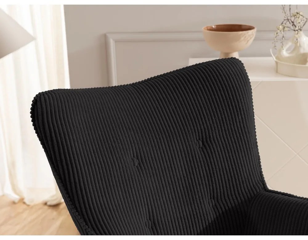 Čierne menčestrové kreslo Niko – Ropez