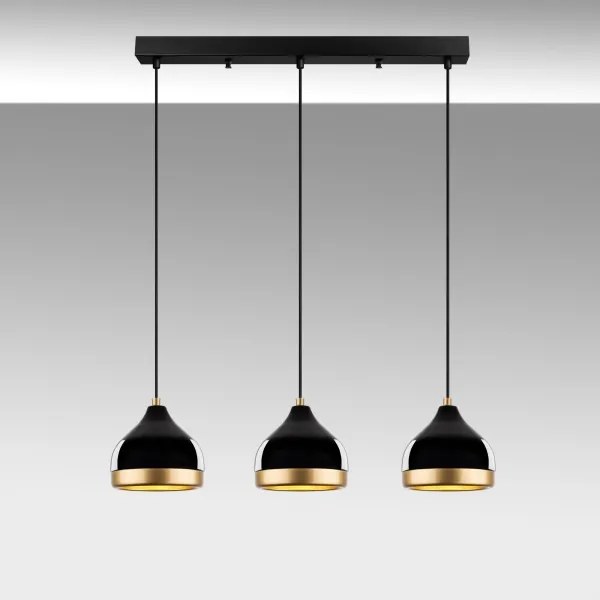 Závesné svietidlo na lanku YILDO 3xE27/40W/230V čierna/zlatá