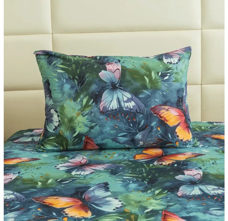 Plachta z mikrovlákna 140x240 cm a povlak na vankúš 50x70 cm COLORFUL BUTTERFLY, farebná