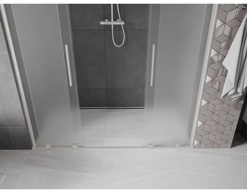 Mexen Velar L Duo, posuvné sprchové dvere do otvoru 200 cm, 8mm sklo námraza, brúsená oceľ, 871-200-003-32-97