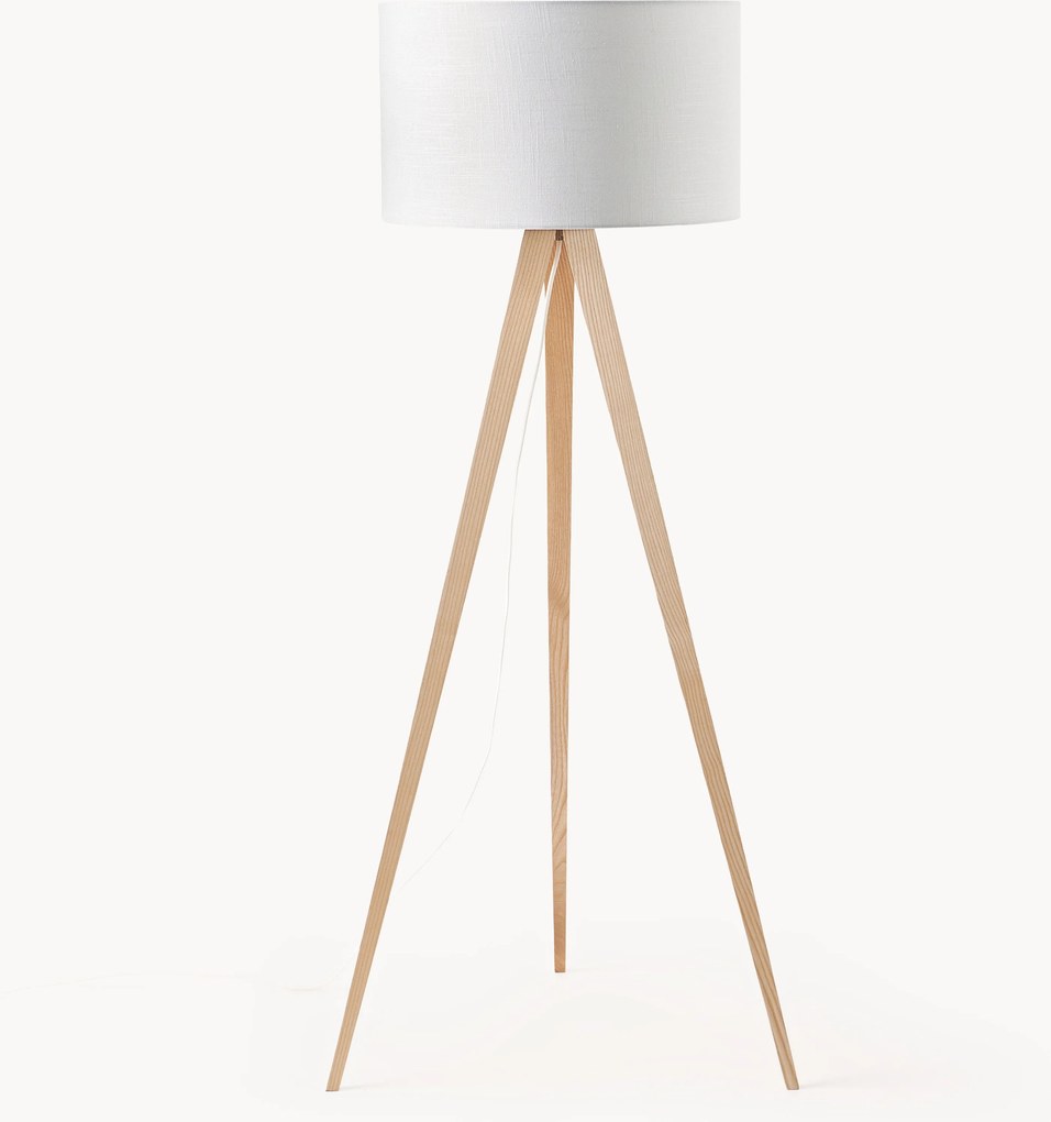 Stojacia lampa z masívneho dreva na trojnožke Jake