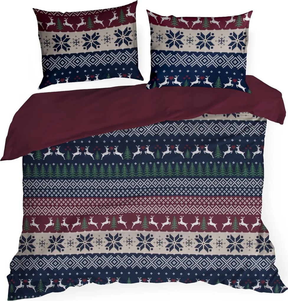 VIANOČNÉ RENFORCÉ OBLIEČKY SKANDY 140X200 CM, 1 KS 70X80 CM VZOROVANÉ