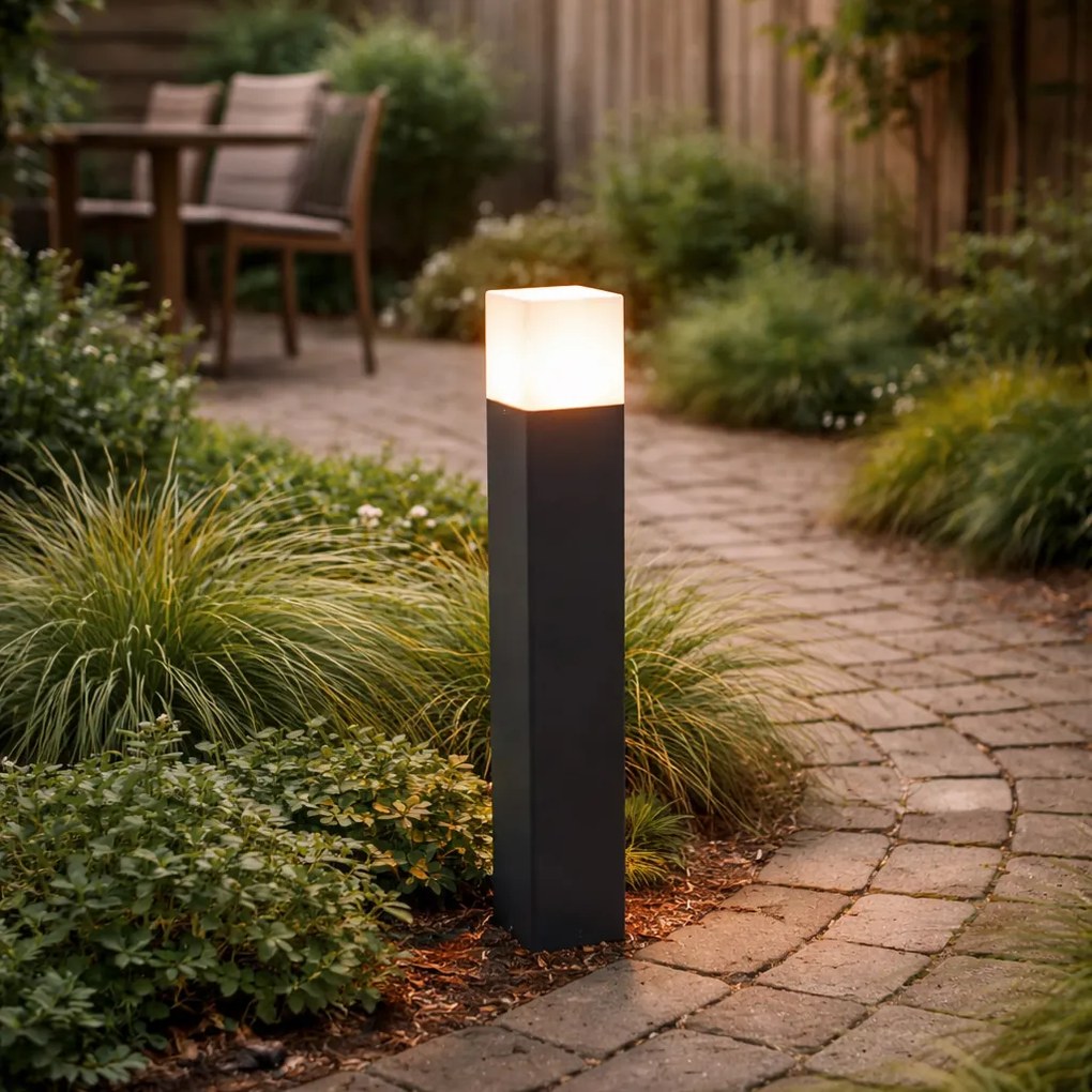 Stojaca vonkajšia lampa čierna s opálovým bielym tienidlom 50 cm - Denmark