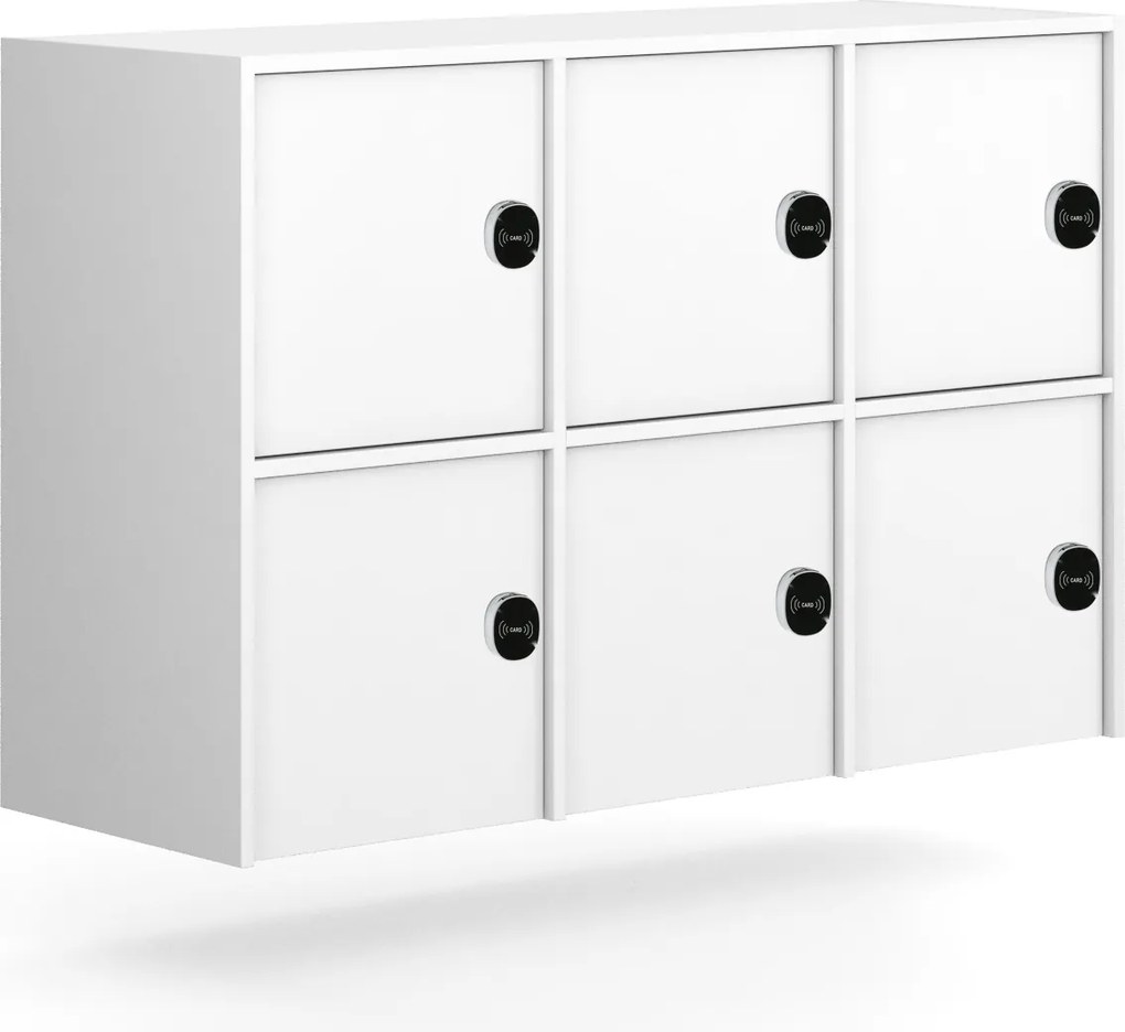 Nadstavba pre skrine FRAME, 6x dvere, 1299 x 450 x 854 mm, RFID zámok, biela