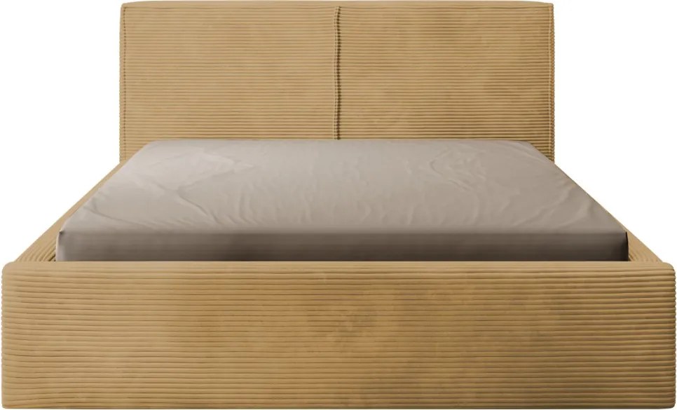 Posteľ Inez 180x200 cm, topazovo žltá štruktúrovaná látka