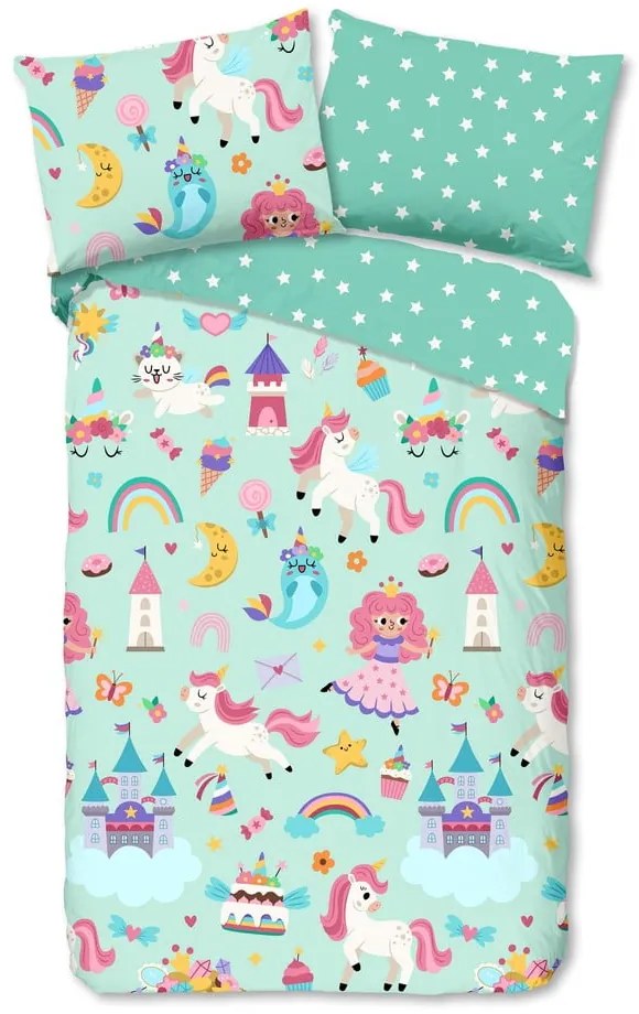 Bavlnené detské obliečky na jednolôžko v mentolovej farbe 140x200 cm Fantastic – Good Morning