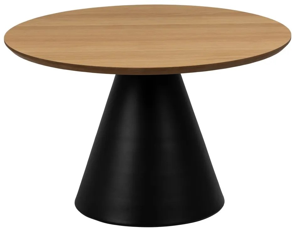Čierno-prírodný okrúhly konferenčný stolík s doskou v dubovom dekore ø 65 cm Soli – Actona