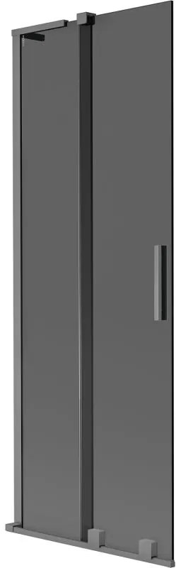 Mexen Velar L, 2-krídlová posuvná vaňová zástena 75 x 150 cm, 8mm šedé sklo, grafitová, 896-075-003-41-95
