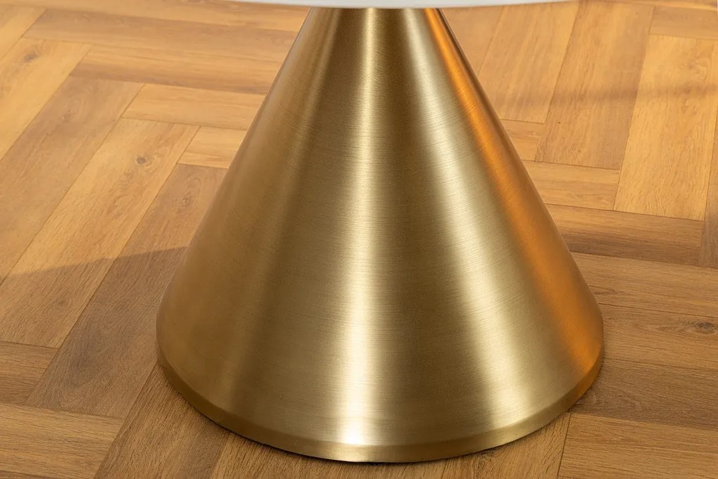 Jedálenský stôl ELEGANCIA 130 cm okrúhly rám so zlatým bielym mramorovým vzhľadom