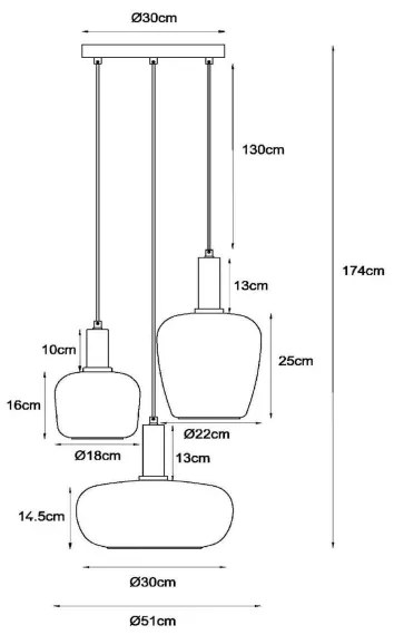 Lucide 45408/13/99 - Luster na lanku ILONA 3xE27/40W/230V čierna/béžová