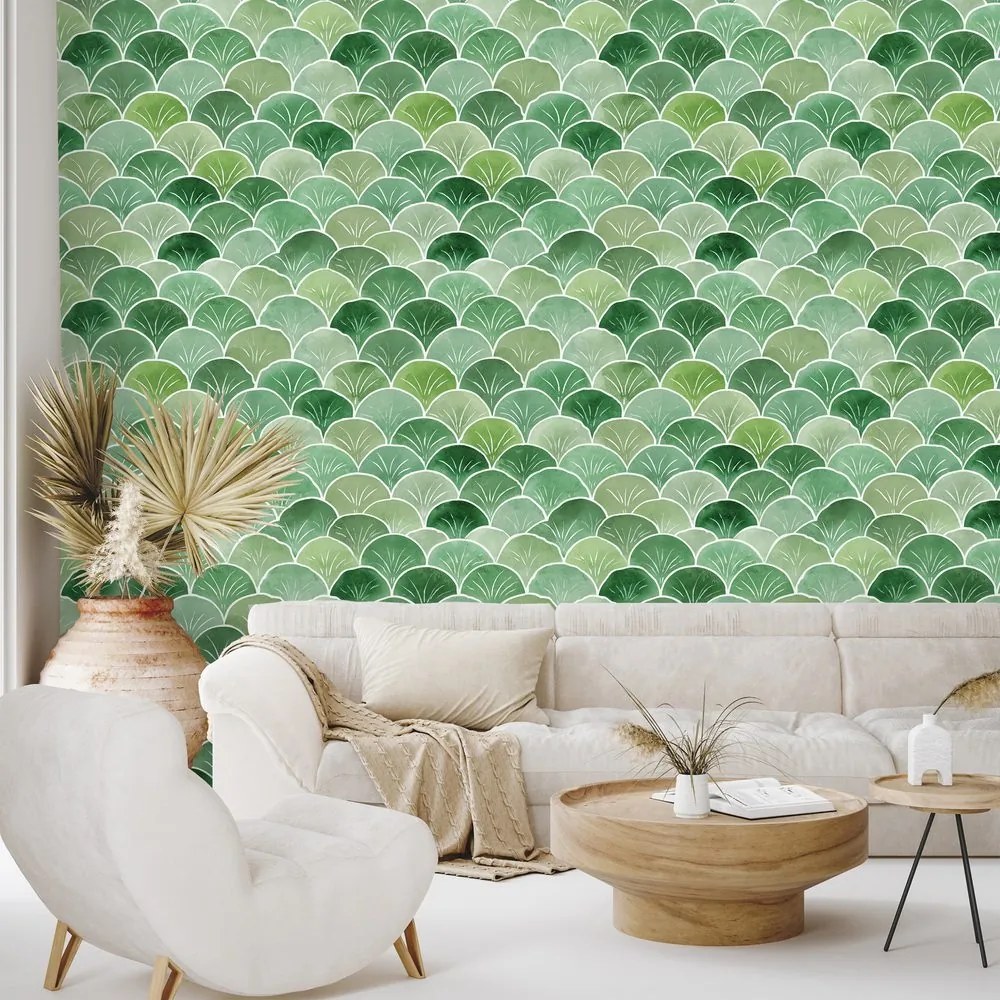 Tapeta zelené geometrické oblúky