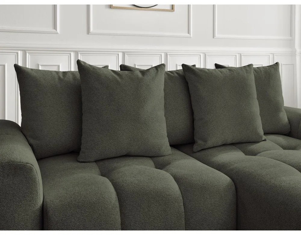 Khaki ženilková rozkladacia/s úložným priestorom rohová pohovka (pravý roh/s leňoškou) Roxelane – Bobochic Paris