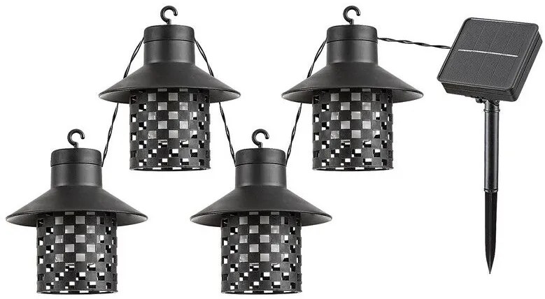 RABALUX 77003 Ximpu solárne svietidlo dekoratívne - reťaz s lampášmi LED 4800mm 0,1W/5lm 2700K IP44 čierna, biela, súmrakový senzor