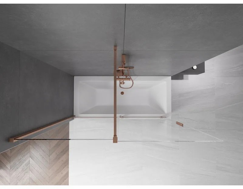 Mexen Velar, 2-krídlová posuvná vaňová zástena 170 x 150 cm, 8mm číre sklo, medená matná, 896-170-000-01-65