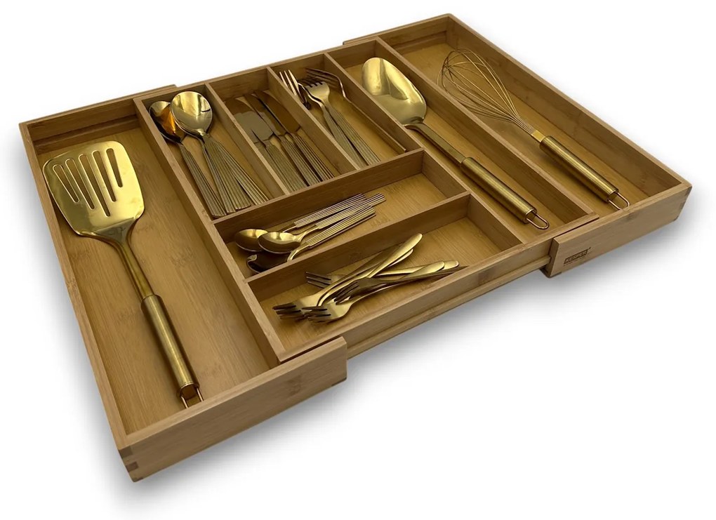 Zeller Present Nastaviteľný organizér do zásuvky, príborník – KESPER bambusový 35 – 58 x 43 cm