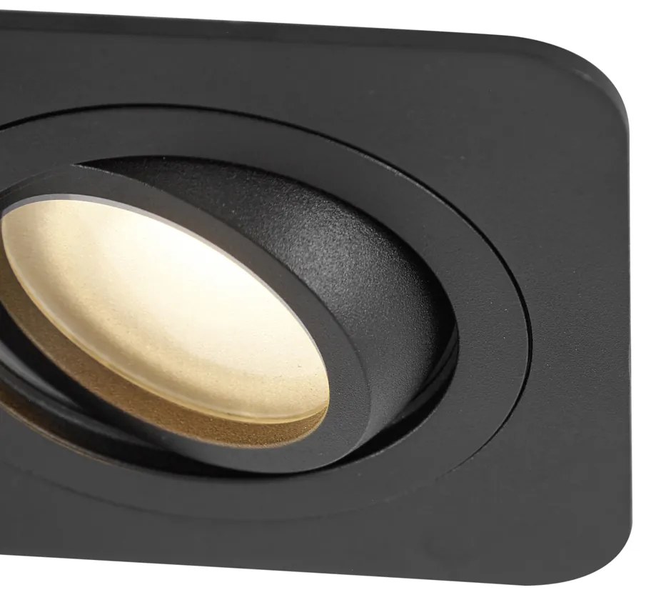Sada 6 zaoblených zapustených bodových svetiel čierna GU10 50 mm otočné a naklápacie IP44 - Alberto