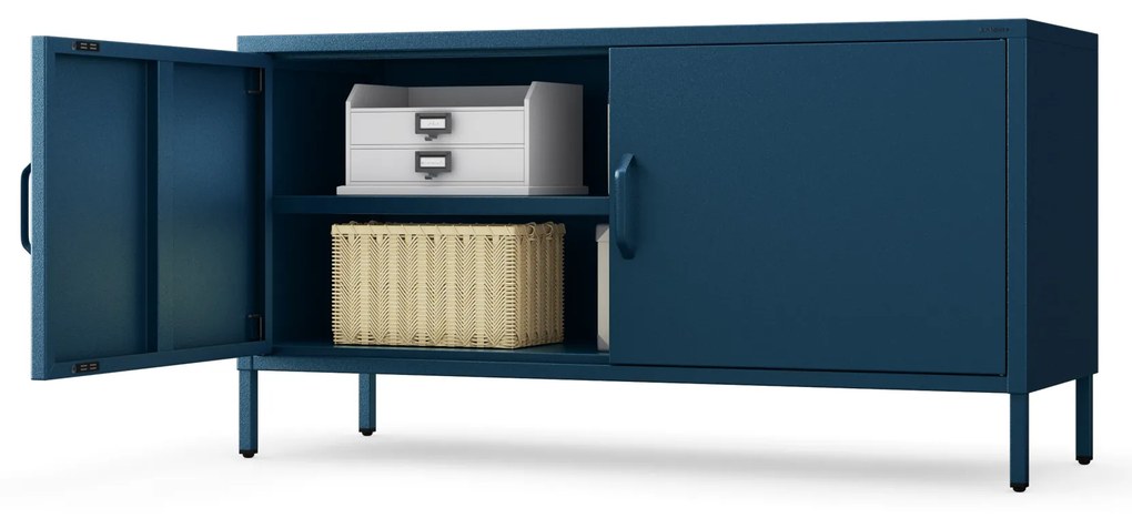 TV skrinka kovová na nožičkách tmavomodrá, 1150x595x400 mm: ROSA Modern