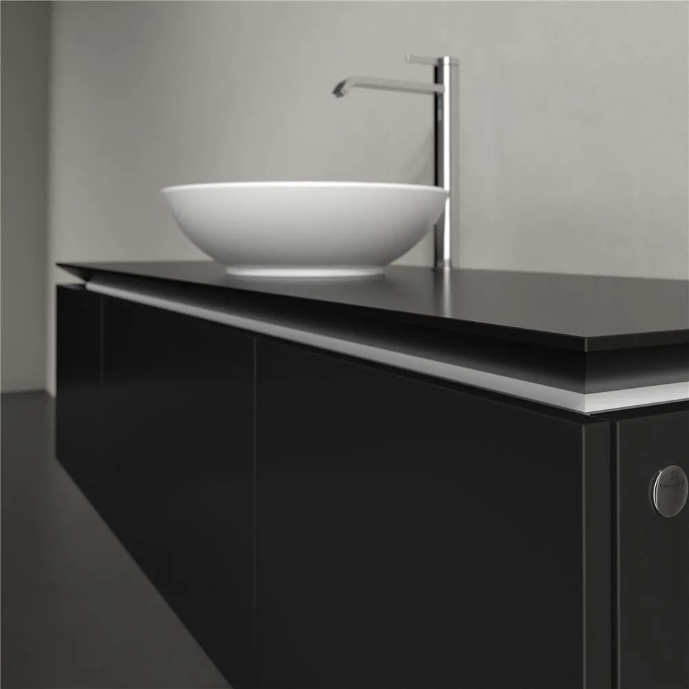 VILLEROY &amp; BOCH Legato závesná skrinka pod umývadlo na dosku (umývadlo v strede), 3 zásuvky, 1400 x 500 x 380 mm, Black Matt Lacquer, B58500PD