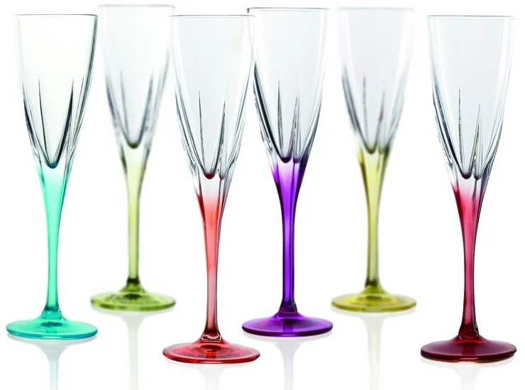 Sada 6 pohárov na sekt RCR Cristalleria Italiana Gemma