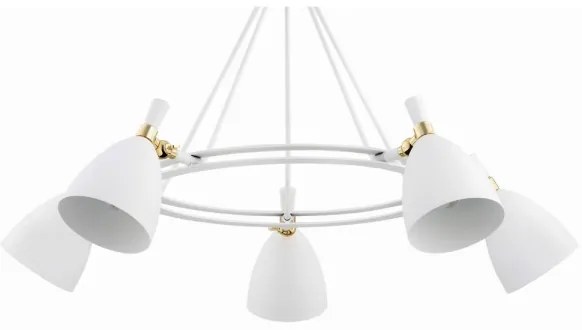 Argon 2117 - Luster na tyči CHARLOTTE 5xE27/15W/230V biela/zlatá