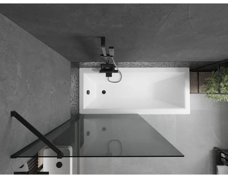 Mexen Next, vaňová zástena 1-krídlová 90 x 150 cm, fixné krídlo, 6 mm šedé sklo, čierny profil, 895-090-000-00-40-70