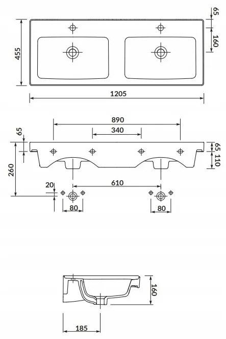 Cersanit Crea, SET B285 skrinka s umývadlom 120 cm, šedá, S801-324