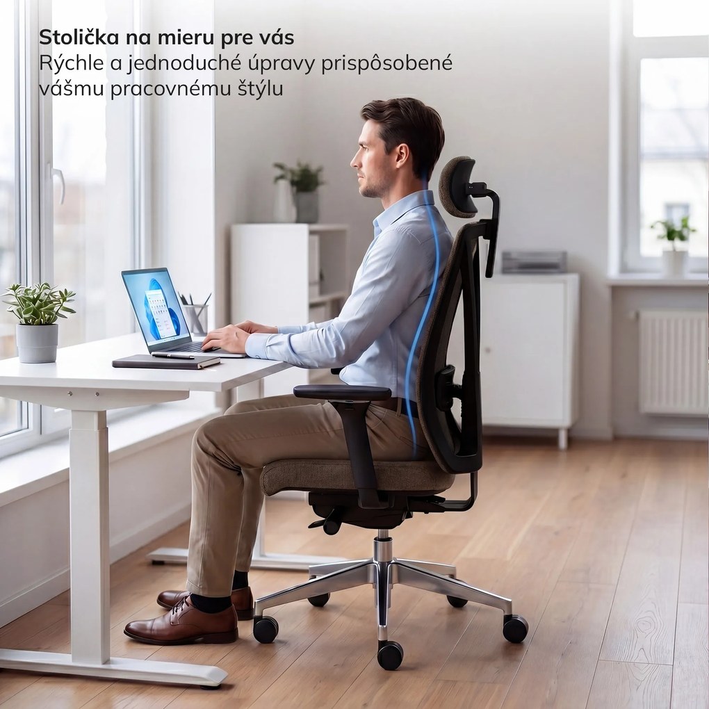 Ergonomická otočná kancelárska stolička, hnedá: VECTOR