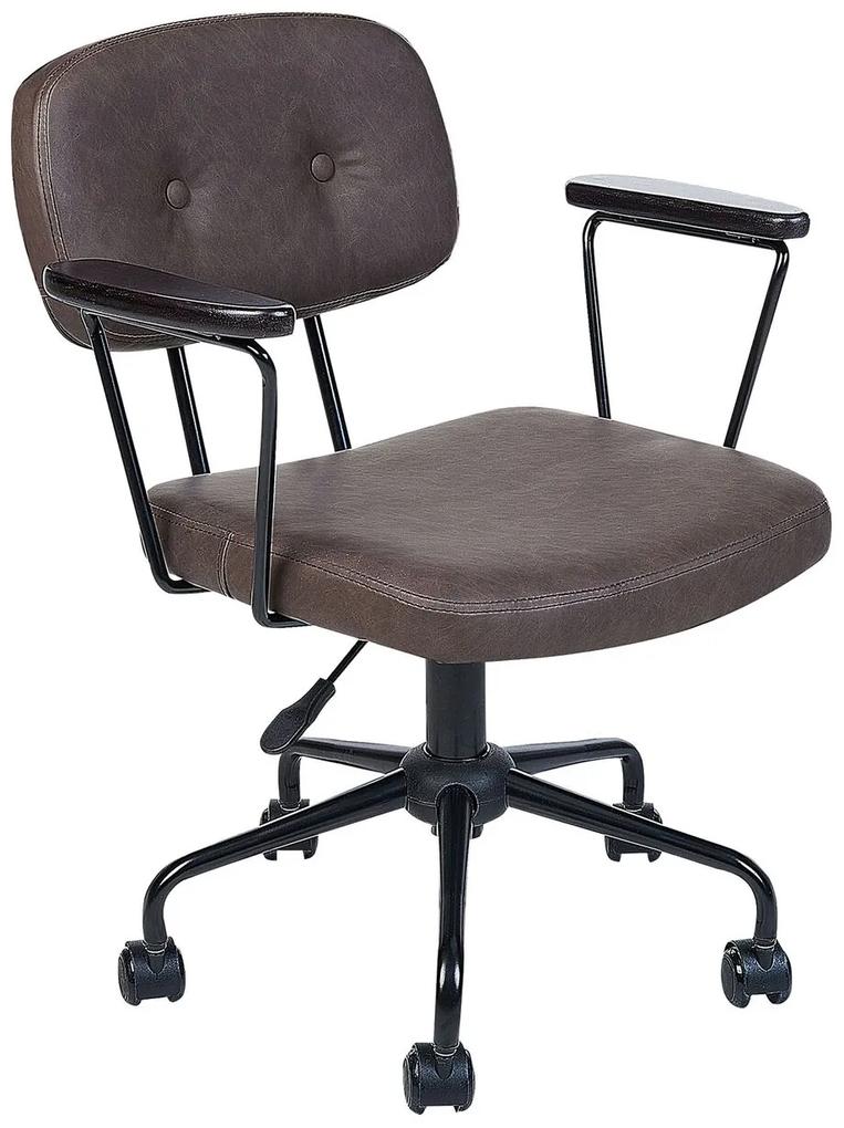 Kancelárska stolička z umelej kože tmavohnedá ALGERITA Beliani