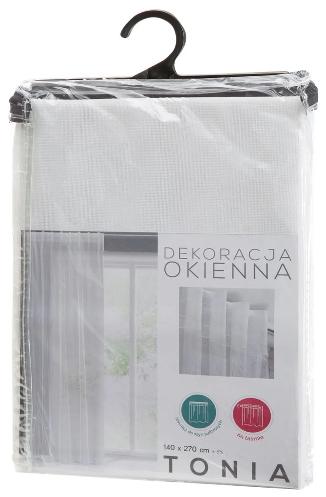 ZÁCLONA NA PÁSKE TONIA 140X270 CM BIELA