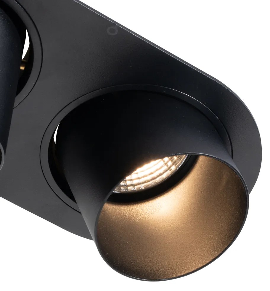 Set van 6 inbouwspots zwart GU10 70mm kantelbaar 2-lichts - Installa