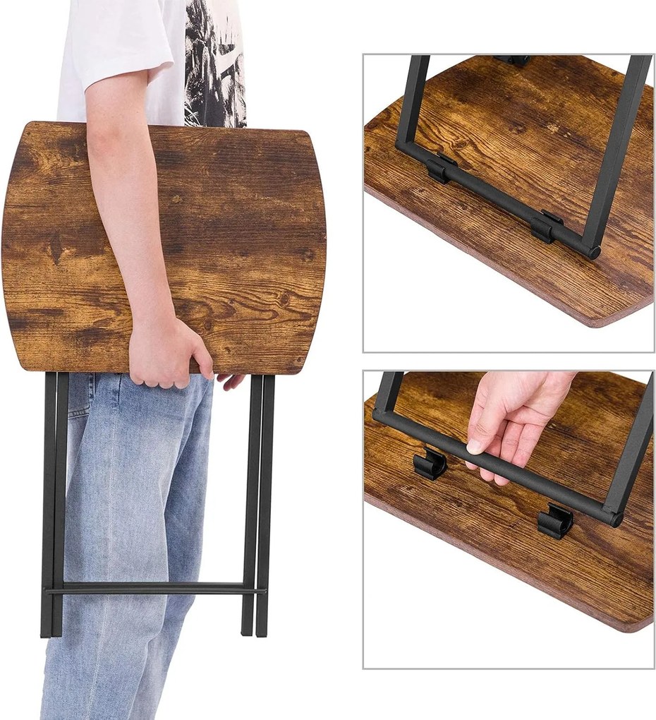 Skladací odkladací stolík Vasagle Fiona 48 cm hnedý/čierny